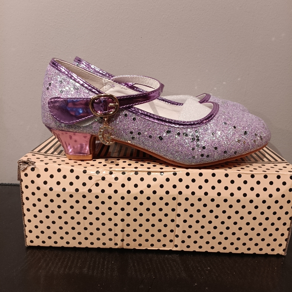 Classic Children High Heels Leather Shoes Fashion Sequins Elegant Kids Girls - Picture 5 of 5
